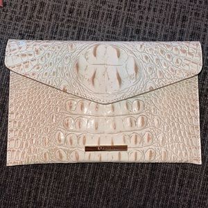 Brahmin White/ Off White Croc Clutch